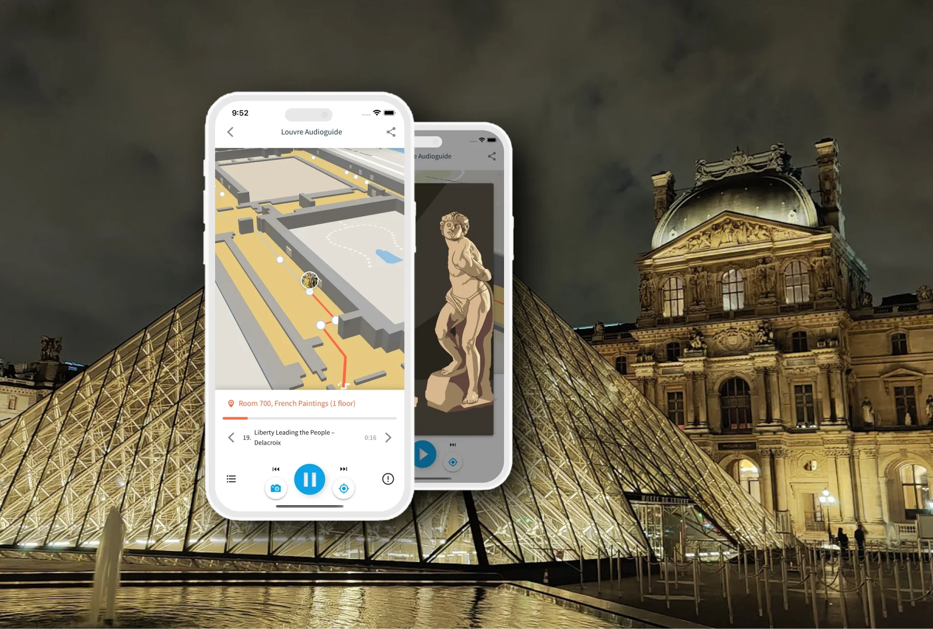 Audio guide for the Louvre in Paris, France.